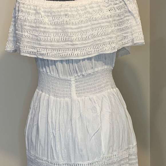 NAOO Nation AK Outfitters Boho Gauze /White Off Shoulder Maxi Dress Women… - Picture 3 of 8